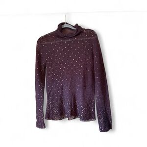 DKNY Women's Sparkling Purple Turtleneck Blouse